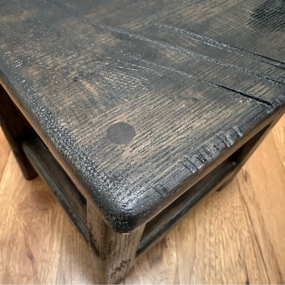 Vintage Primitive Small Stool Wooden Dark stain Rustic Earthy Decor Plant Stand - Picture 8 of 16